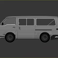 Silver Van 3D Render With Black Wheels Crossed Window Lines And Reflective Surface
