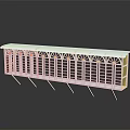 White Long Rectangular Architectural Model Featuring Arched Windows Flat Roof And Reflective Base