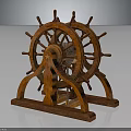 Vintage Wooden Ship Wheel Decor With Spokes Star Hub And Stand Base