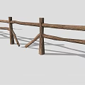 Rustic Wooden Fence Structure With Natural Log Posts And Horizontal Rails 3d model