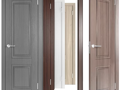 Modern Hinged Doors With Various Wooden Finishes And Panel Designs For Home Interior 3d model