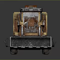 Detailed Yellow Brown Skid Steer Loader With Metal Bucket And Tracks