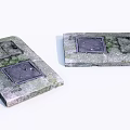 Durable Road Infrastructure Concrete Slabs With Metal Covers And Mossy Surfaces