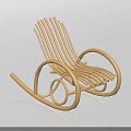 Wooden Rocking Chair With Curved Frame Slatted Back And Modern Design