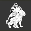 Silver Lion Shaped Pendant With Diamond Accents For Fashion Accessories