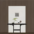 Modern Minimalist Entryway Console Table With Wooden Frame And Decorative Plant Decor
