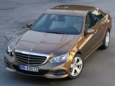 Mercedes Benz Bronze E Class Sedan Luxury Exterior Design Parked On Road 3d model