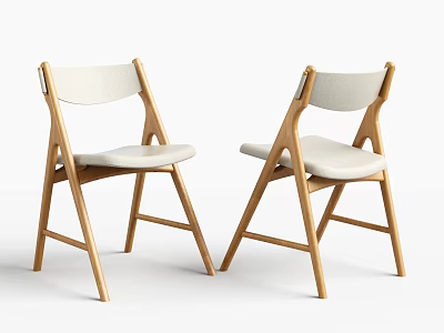 Simple Modern Dining Chairs With Wooden Frame And White Seat Backrest 3d model