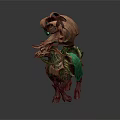 Game and Movie Fantasy Character Horned Horse Like Creature With Green Brown Plant Inspired Features