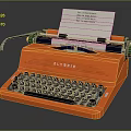 Orange Olympia Typewriter With Paper Sheet Black Keyboard And Classic Design