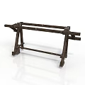 Rustic Wooden Furniture Frame With Crossed Supports And Rectangular Structure