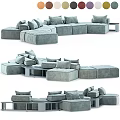 Modern Gray Sectional Sofa With Modular Design Plush Cushions And Multiple Seats 3d model