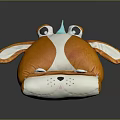 Cute Dog Shaped Kids Sofa With Orange White Design And Unicorn Horn