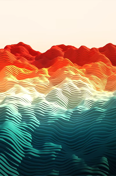 Colorful Wavy Mountain Landscape with Red Orange Blue Gradient Tones and Layers 3d model Colorful Wavy Mountain Landscape with Red Orange Blue Gradient Tones and Layers 3d model