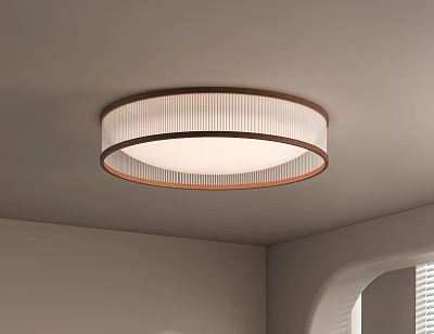 Modern Minimalist Round Ceiling Light With White Lampshade And Brown Frame For Room Ceiling Decoration 3d model
