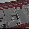 Indoor Scene With Multiple Room Sections Staircase Furniture And Miniature Figures