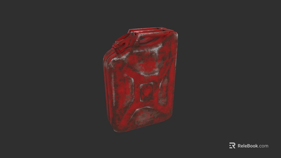 Red Metal Jerry Can With Worn Texture And Vintage Storage Design 3d model 