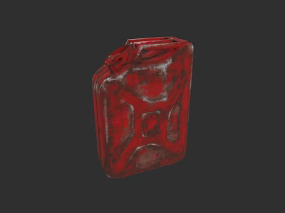 Red Metal Jerry Can With Worn Texture And Vintage Storage Design 3d model