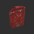 Red Metal Jerry Can With Worn Texture And Vintage Storage Design
