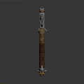 Ornate Metal Battle Axe With Intricate Carvings And Wrapped Handle Design