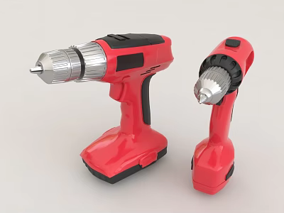 Two Red Cordless Power Drills For Hardware 3d model