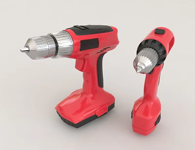 Two Red Cordless Power Drills For Hardware 3d model