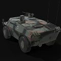 Military Armored Vehicle With Camouflage Paint Weapon Mount And Cross Insignia