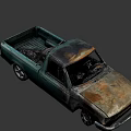 Old Rusty Teal Single Cab Truck With Damaged Body And Custom Wheels