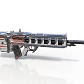Futuristic Advanced Gun With Metallic Silver Red Tactical Design And Structure