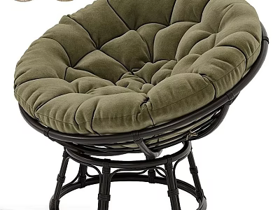 Olive Green Accent Chair With Rattan Frame And Padded Comfortable Cushion 3d model