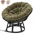 Olive Green Accent Chair With Rattan Frame And Padded Comfortable Cushion