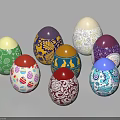 Multiple Decorative Eggs With Various Colors And Different Patterns Decorative Ornament Set