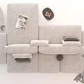 Modern Light Gray Modular Sofa Set With Soft Cushions And Decorative Pillows 3d model