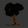 Artistic 3D Decorative Tree with Orange Curved Roots and Dark Green Leaves