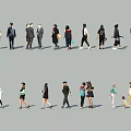 Diverse Group of People Walking with Various Styles and Casual Attire