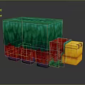 Pixelated Animal Character With Green Top Red Body And Yellow Head In Cartoon Style