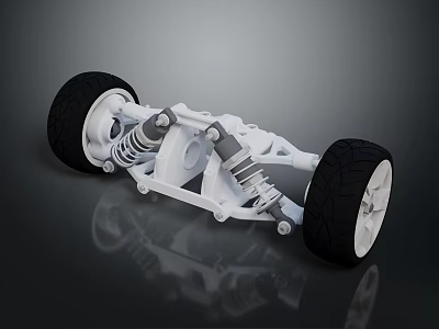 Industrial Suspension System Mechanical Components White Structure with Black Tires and Springs 3d model