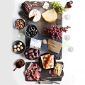 Delicious Charcuterie Board With Assorted Cheeses Nuts Olives Grapes And Prosciutto