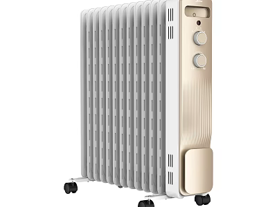Oil Filled Radiator Heater With Fins Knob Controls And Wheels For Home Heating 3d model