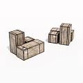 Wooden Boxes Stacked In Different Arrangements With Brown Texture Design 3d model