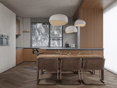 Modern dining room living room rest area home decoration model room reception area kitchen 3d model