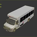 White Commercial Bus With Side Windows Roof Orange Warning Lights And Side Red Logo