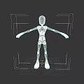 Orange 3D Man Model Standing With Outstretched Arms On Gray Background 3d model