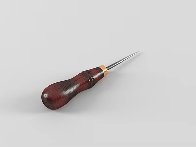 Professional Hardware Screwdriver With Dark Red Wooden Handle And Metal Shaft 3d model