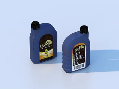 Blue Household Cleaning Liquid Bottles With Koche Brand Label And Black Cap 3d model