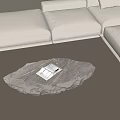 Natural Stone Irregular Coffee Table With Open Book On Beige Carpet In Living Room Sofa