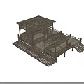 Ancient Traditional Wooden Architecture With Platforms Stairs Pillars And Roof Structures