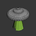 Advanced Fighter Jet With Green Beam And Circular Windows In Flight Scene