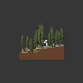 Adorable Cartoon Scene With Small House Tall Trees Winding Pathway And Lush Lawn