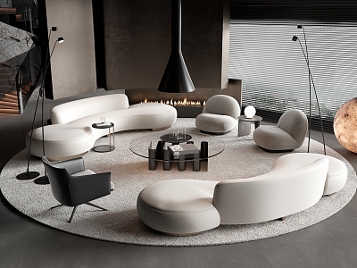 Modern sofa coffee table combination 3d model